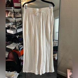 Savvi Lifestyle Co. Women’s Maeve Wide Leg Split Hem Drawstring Pants XL White